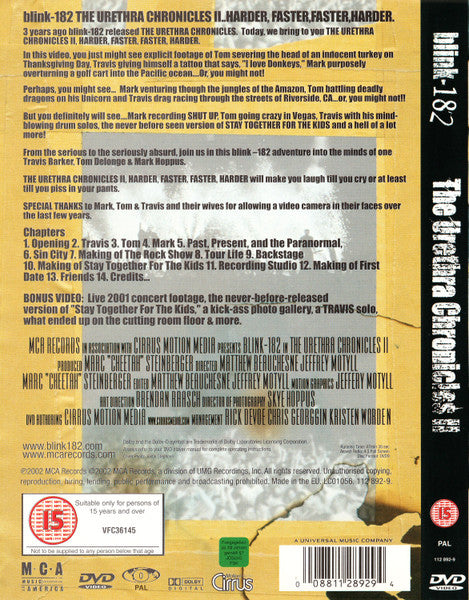 Blink-182 : The Urethra Chronicles II: Harder, Faster Faster, Harder (DVD-V, PAL)