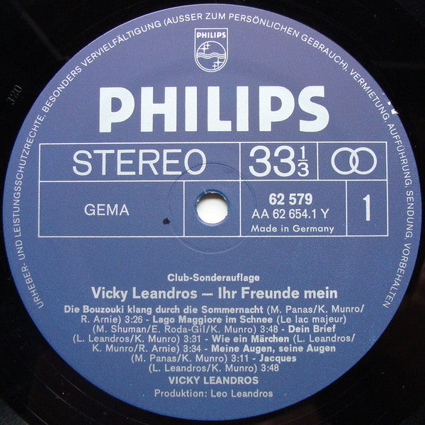 Vicky Leandros : Ihr Freunde Mein (LP, Album, Club)
