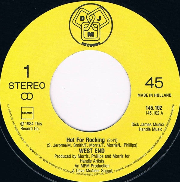 West End (3) : Hot For Rocking (7")