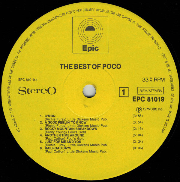 Poco (3) : The Best Of Poco (LP, Comp)