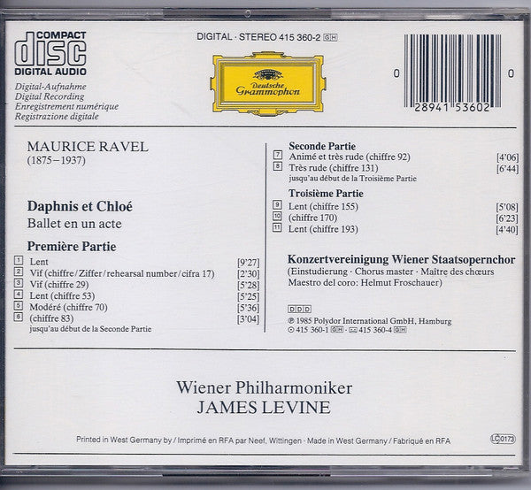 Maurice Ravel, Wiener Philharmoniker / James Levine (2) : Daphnis Et Chloé (CD, Album)