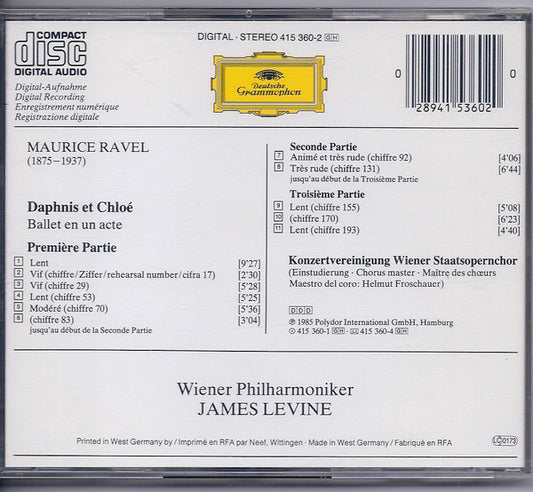 Maurice Ravel, Wiener Philharmoniker / James Levine (2) : Daphnis Et Chloé (CD, Album)