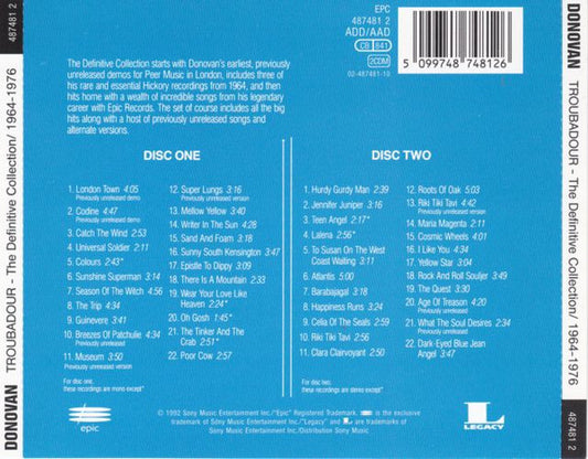 Donovan : Troubadour (The Definitive Collection 1964–1976) (2xCD, Comp, RE)