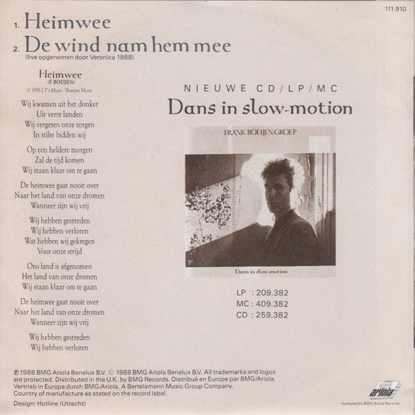 Frank Boeijen Groep : Heimwee (7", Single)