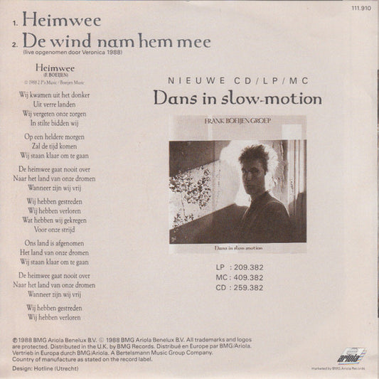 Frank Boeijen Groep : Heimwee (7", Single)