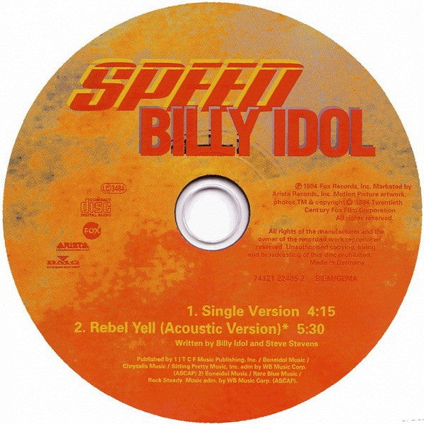 Billy Idol : Speed (CD, Single, Car)