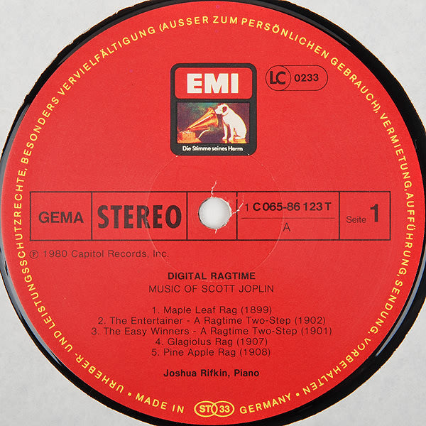 Joshua Rifkin : Digital Ragtime - Music Of Scott Joplin (LP, Album)