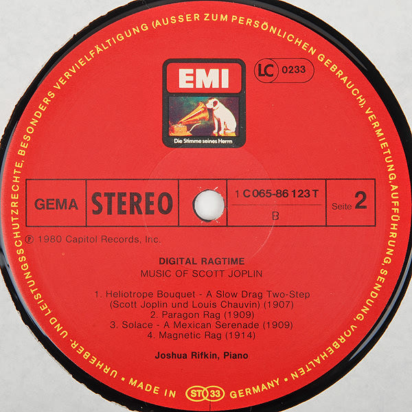Joshua Rifkin : Digital Ragtime - Music Of Scott Joplin (LP, Album)
