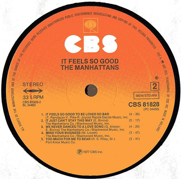 Manhattans : It Feels So Good (LP, Album)