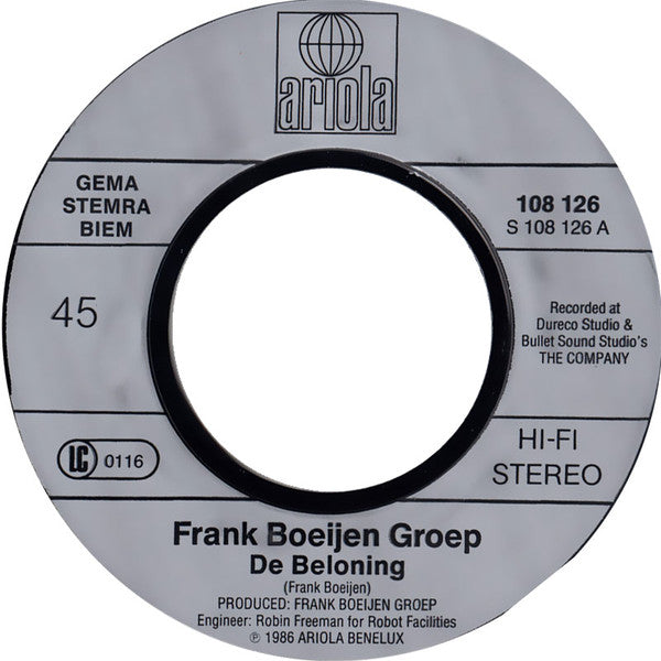 Frank Boeijen Groep : De Beloning (7", Single)