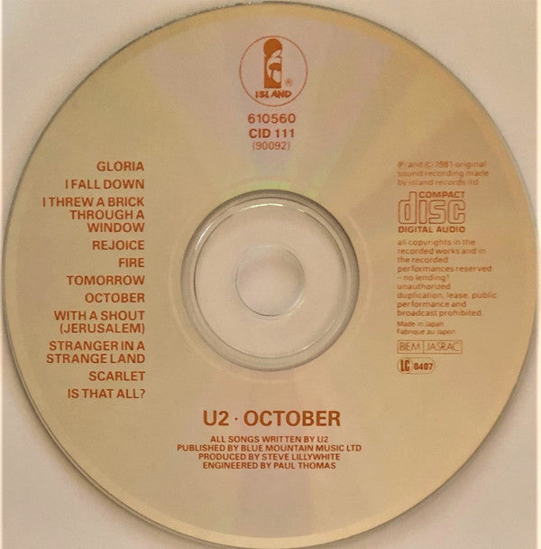 U2 : October (CD, Album, RE)