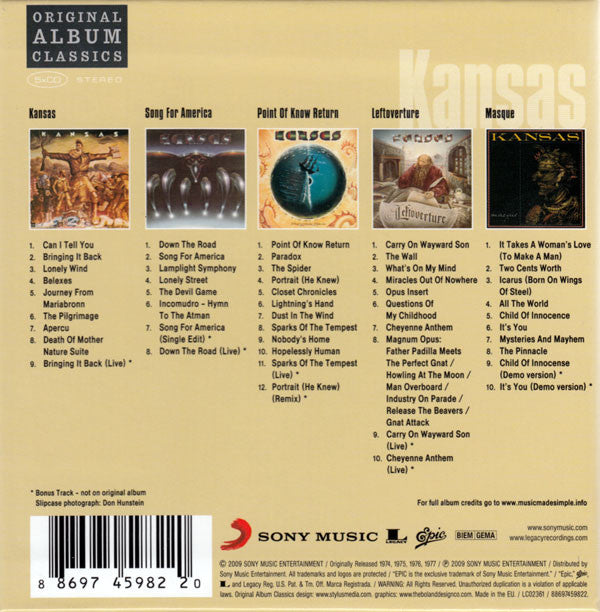 Kansas (2) : Original Album Classics (CD, Album, RE + CD, Album, RE + CD, Album, M/Print)