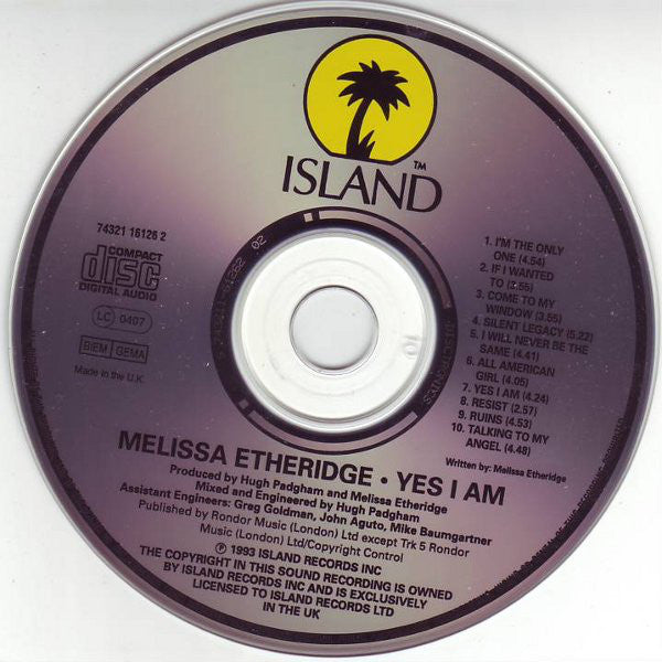 Melissa Etheridge : Yes I Am (CD, Album)