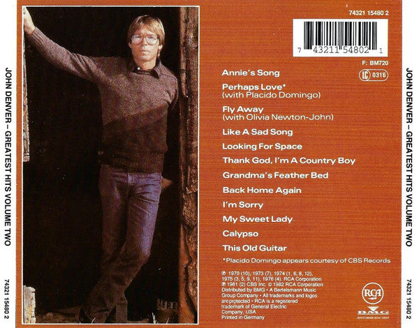 John Denver : Greatest Hits Volume Two (CD, Comp)