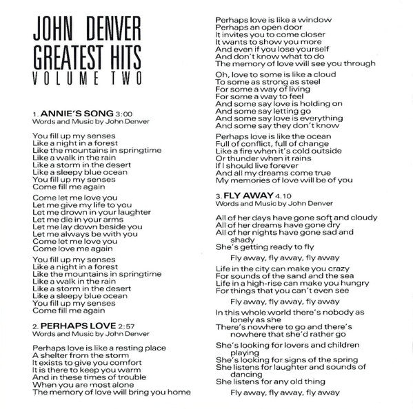 John Denver : Greatest Hits Volume Two (CD, Comp)