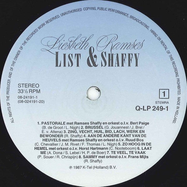 Liesbeth List & Ramses Shaffy : Liesbeth List & Ramses Shaffy (LP, Comp, Gat)