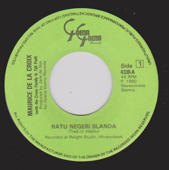 Maurice De La Croix Met Kinderkoor Tjili Padi : Ratu Negeri Blanda (7", Single)
