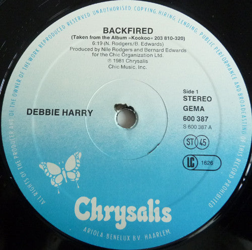 Deborah Harry : Backfired (12", Single)