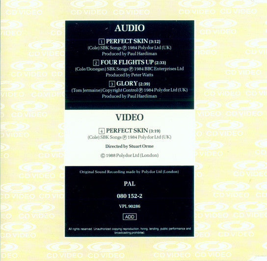 Lloyd Cole & The Commotions : Perfect Skin (CDV, 5", Single, PAL)