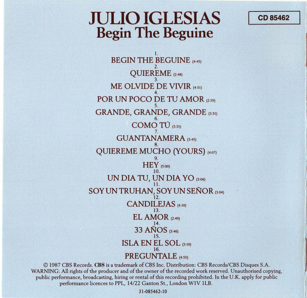 Julio Iglesias : Begin The Beguine (CD, Comp)