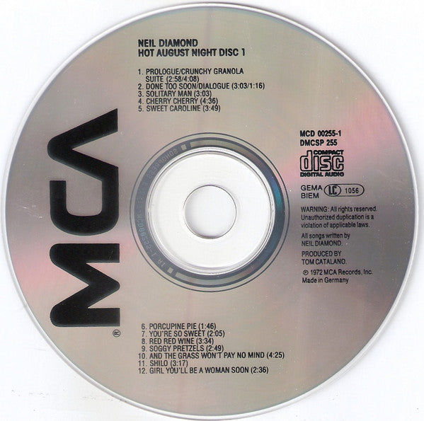 Neil Diamond : Hot August Night (2xCD, Album, RE)