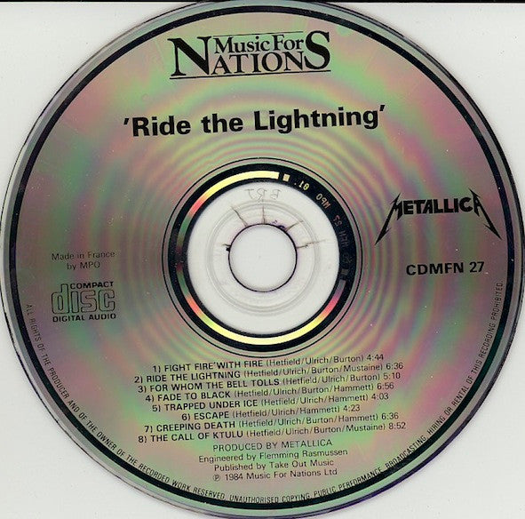 Metallica : Ride The Lightning (CD, Album, RE)