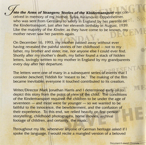Various, Lee Holdridge : Into The Arms Of Strangers: Stories Of The Kindertransport (CD)