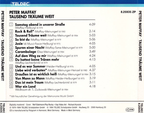 Peter Maffay : Tausend Träume Weit (CD, Comp)