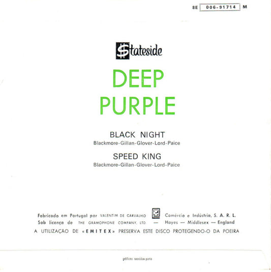 Deep Purple : Black Night  (7", Single)