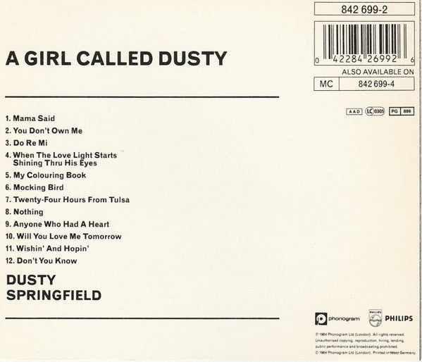Dusty Springfield : A Girl Called Dusty (CD, Album, RE, RM)