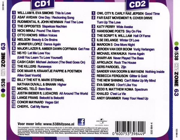 Various : Radio 538 Hitzone 63 (2xCD, Comp)