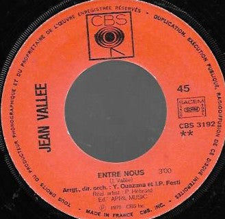 Jean Vallée : Des Mots Simples • Entre Nous (7", Single)