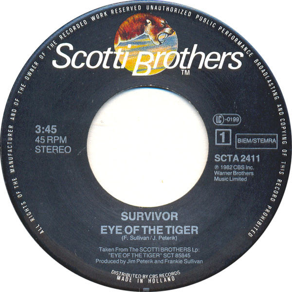 Survivor : Eye Of The Tiger (7", Single)