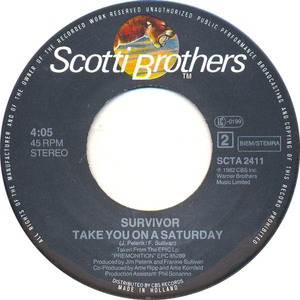 Survivor : Eye Of The Tiger (7", Single)