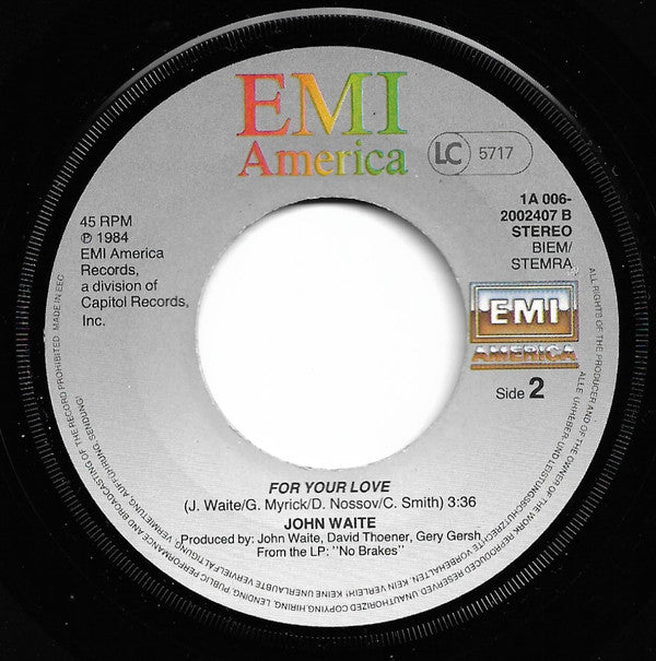 John Waite : Missing You (7", Single)