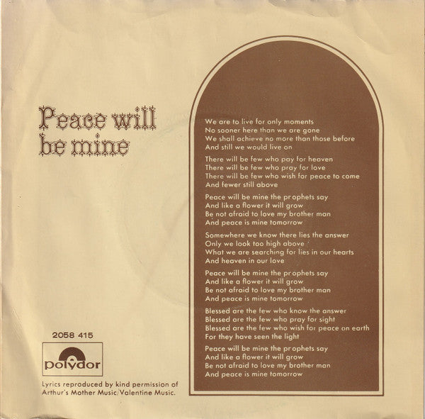 John Bryant (7) : Peace Will Be Mine (7", Single)