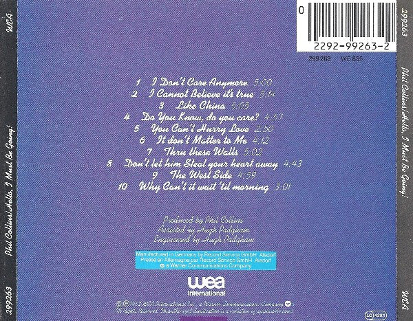 Phil Collins : Hello, I Must Be Going! (CD, Album)