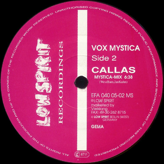 Vox Mystica : Callas (12")