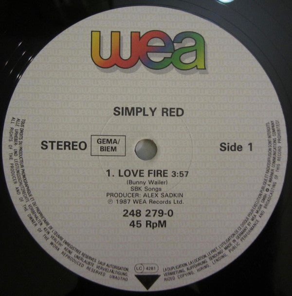 Simply Red : Love Fire (12", Maxi)