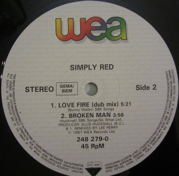 Simply Red : Love Fire (12", Maxi)