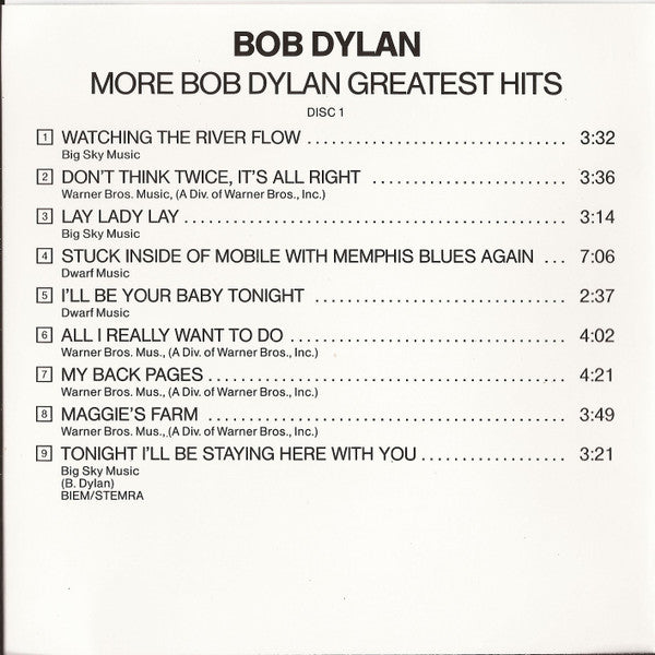 Bob Dylan : More Bob Dylan Greatest Hits (2xCD, Comp)