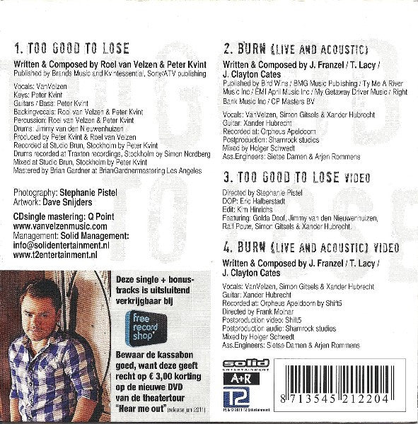 Vanvelzen : Too Good To Lose (CD, Single)