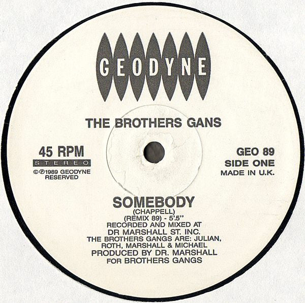 The Brothers Gangs : Somebody (The Brothers Gans) (12")