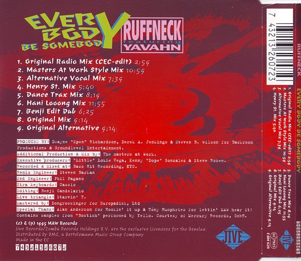 Ruffneck Featuring Yavahn : Everybody Be Somebody (CD, Maxi)