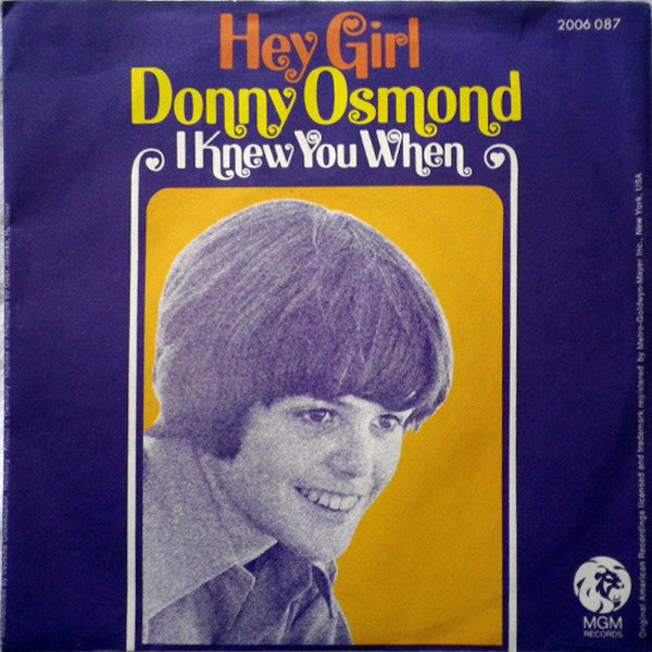 Donny Osmond : Hey Girl (7", Single)