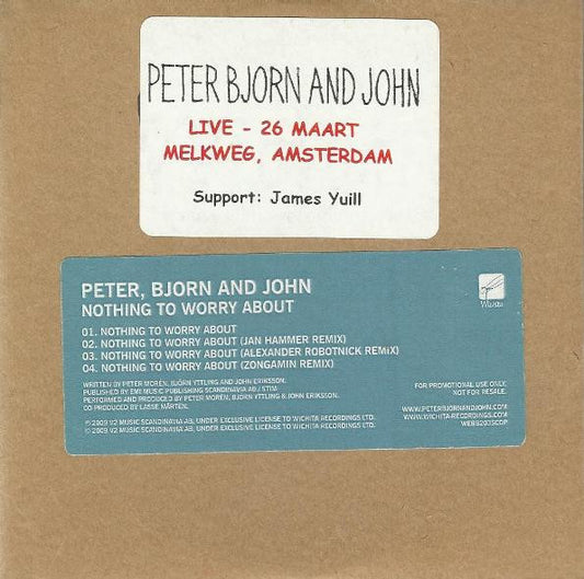 Peter Bjorn And John : Nothing To Worry About (CD, Single, Promo)