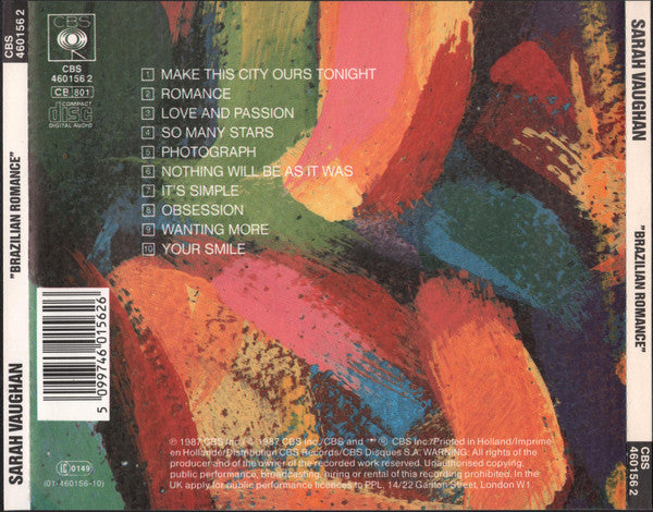 Sarah Vaughan & Milton Nascimento : Brazilian Romance (CD, Album)