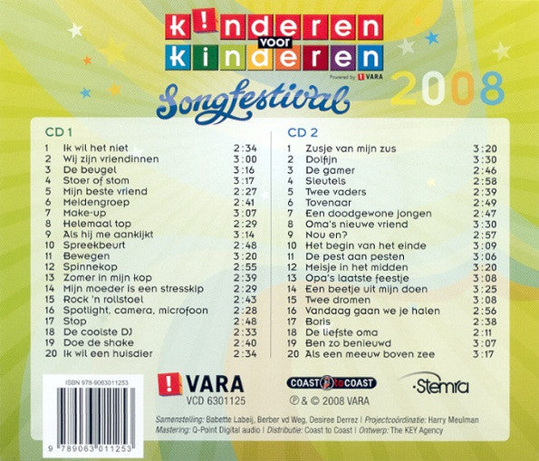 Kinderen voor Kinderen : Songfestival 2008 (2xCD, Comp)