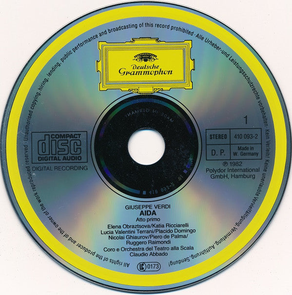 Giuseppe Verdi - Katia Ricciarelli · Placido Domingo · Elena Obraztsova · Leo Nucci · Nicolai Ghiaurov · Ruggero Raimondi · Lucia Valentini Terrani · Coro Del Teatro Alla Scala E Orchestra Del Teatro Alla Scala, Romano Gandolfi, Claudio Abbado : Aida (3xCD, Album, RE, RP + Box)