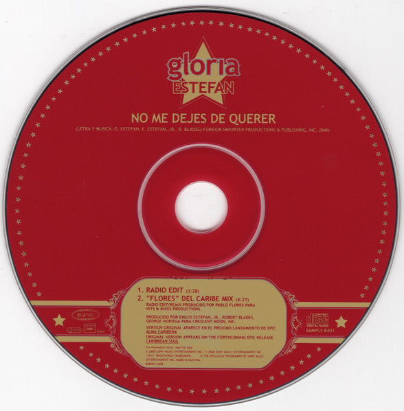 Gloria Estefan : No Me Dejes De Querer (CD, Single, Promo)